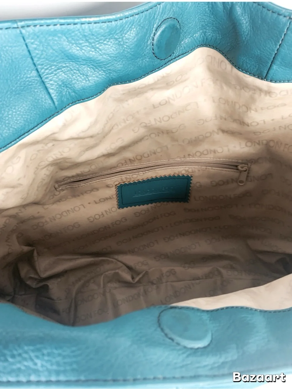 London Fog Teal Leather Hobo with Front Pockets genuine leather